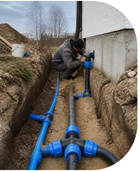 Монтаж наружного водопровода на участке под ключ в Амурске